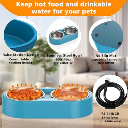 Outdoor Heated Dog & Cat Bowl - Smart Thermal-Dish for Pets, Provides Drinkable Water & Food in Winter (116 OZ) - size: 116 OZ