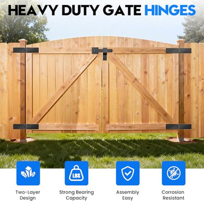 Fence Gate Hinge and Latch Set 4Pack Heavy Duty Gate Hardware Kit