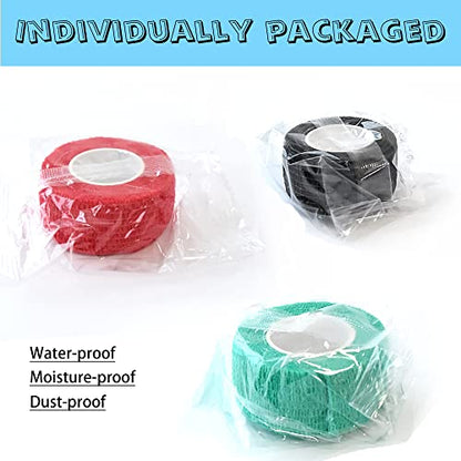 8 Pack 1 in x 5 Yards Cohesive Wrap Self Adhesive Bandage Wrap Elastic Self Adherent Wrap Self Stick Vet Tape for Athletic, Wrist, Ankle, Knees, Pets (Red) - color: Red, size: 1 Inch