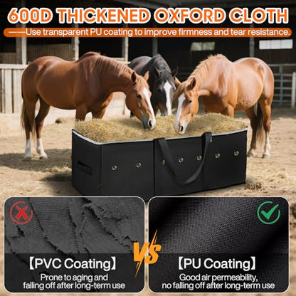 2 Pack 600D Heavy Duty Oxford Horse Hay Storage Bags | 44×20×16 Inches Extra Large Hay Storage Bags for Horses, Cattle, Goats & Sheep /Black - size: 2 Pcs