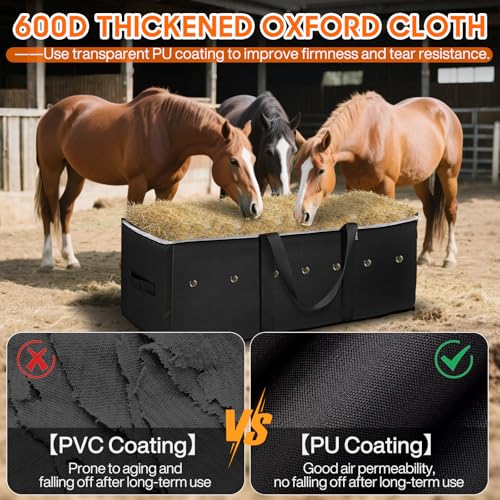 2Pcs Large Horse Hay Storage Bag, 44×20×16 inches Breathable Mesh Design | Durable Portable Hay Tote Feeding Bag, Heavy Duty Feed Sack for Horses, Ponies, Goats & Livestock