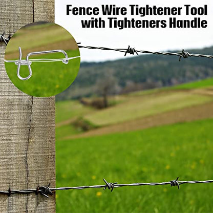 Hicarer 68 Pcs Fence Wire Tightener Tool Bulk Stainless Steel Barbe Wire Fence Tensioner with Handles Repair Tensioning Tool for Garden Farm Livestock Fences