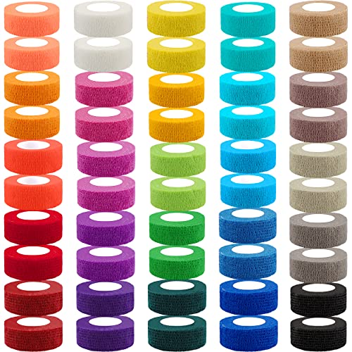 BQTQ 50 Rolls Self Adhesive Bandage Wrap 1 inch Self Adherent Tape(Rainbow) - color: Rich Color, size: 1 Inch