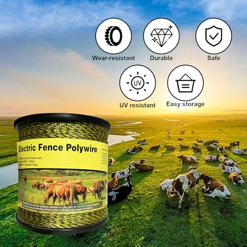 Electric Fence Polywire, 3366Ft/1026M, 1/8" Dia, Portable Wire - size: 3366Ft/1026M