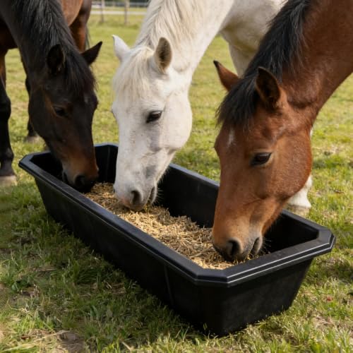5 PCS Heavy Duty Rubber Feed Pan, 10 Quart/2.5 Gallon Square Feed Bucket - size: 17.3 × 12 × 5.1in