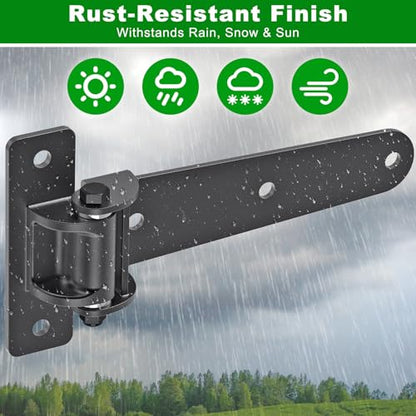 Insaga Heavy Duty Gate Hinges 1000 LBS, 13'' Strap Hinges with Ball Bearings, 6mm Thick Carbon Steel Weld-On or Bolt-On Hinges, 180° One Way Open for Barn Farm Fence Shed Garden Gates (2Pcs, Black) - size: 180° Open-2Pack