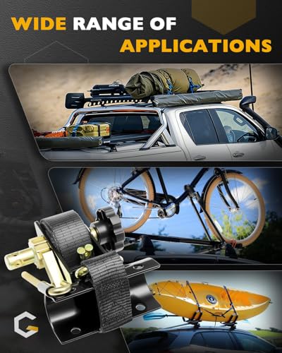 Ladder Rack Ratchet Straps with J-Hook (Pair), 2" Black Round Tube Mount - color: Black (2 pcs), size: Black Round Tube