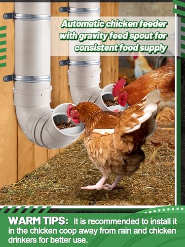 MEWTOGO 2 Set Automatic Chicken Feeder No Waste - color: White-2 set