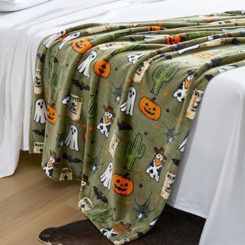 Wrangler - Soft Plush Throw Blanket for Bed & Couch, 50x70 - color: Ghost Wanted Green, size: 50" x 70"