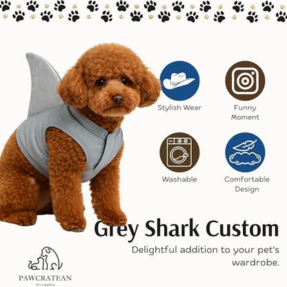 Pet Custom Dog Custom Cat Custom Hoodie, Sporty Look, Funny Gift, Halloween Holiday (Shark with Standing Fin, Small) - color: Shark with Standing Fin, size: Small