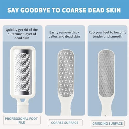 Fu Store 2 Pack Foot Files Callus Remover Foot Rasp Dual Sided Foot File | Stainless Steel Surface Pedicure Tools Professional Scrubber Premium for Feet Care Remove Hard Skin - color: White