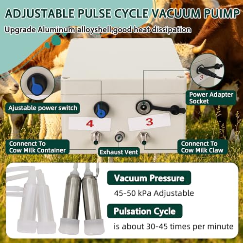 14L Cow&Goat Electric Milking Machine Portable Rechargeable Pulse & Vacuum - size: 14L Cow/Goat Two-in-One Electric Milker