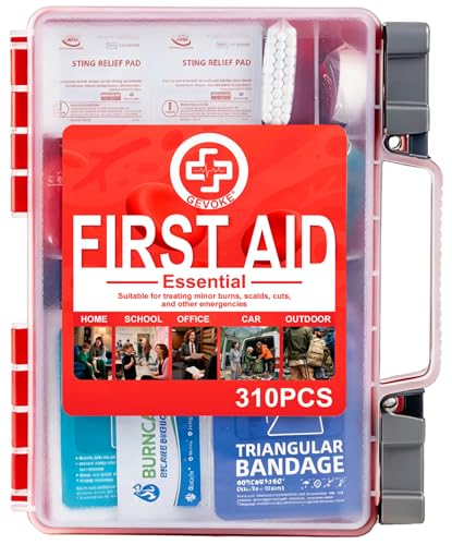 Gevoke Professional First Aid Kit, 310 Piece HardCase, Easy to Organize - size: Large
