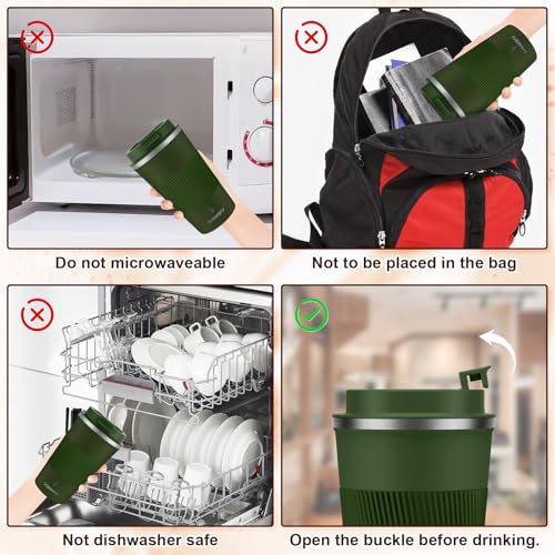 MOMSIV 17oz Travel Coffee Mug, Insulated Coffee Cup with Leakproof Lid - color: B-Dark Green-17oz