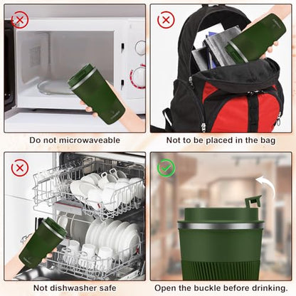 MOMSIV 17oz Travel Coffee Mug, Insulated Coffee Cup with Leakproof Lid - color: B-Dark Green-17oz