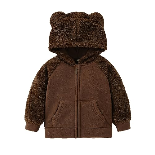Toddler Winter Coats Baby Boys Girls Fuzzy Sherpa Fleece Jackets - color: Z-coffee, size: 1-2T