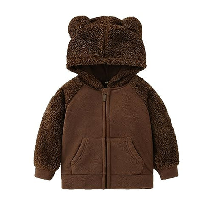 Toddler Winter Coats Baby Boys Girls Fuzzy Sherpa Fleece Jackets - color: Z-coffee, size: 4-5T