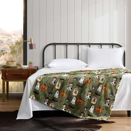Wrangler - Soft Plush Throw Blanket for Bed & Couch, 50x70 - color: Ghost Wanted Green, size: 50" x 70"