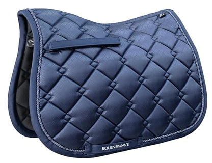 EQUINEWAVE Embossed All Purpose Saddle Pad | Cooling Performance Lining, Contoured Fit, Textured Design, English Riding - color: NAVY