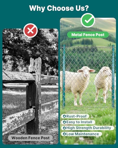 ARIFARO Fence Posts 4 Feet, 16-Pack, Heavy Duty U Post, Metal Fence Post - color: Green 16 PCS, size: 4 FT