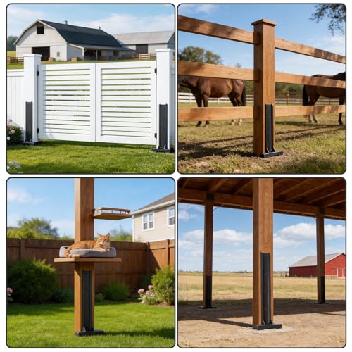 4 Pack 30" Fence Post Repair Kit for Fix 4x4|6x6 Fence Post | Wave Design Fence Post Stake Spike ,Fence Post Anchor Ground Spike for Repair Tilted/Broken Wood Fences Post - size: 4 Pcs