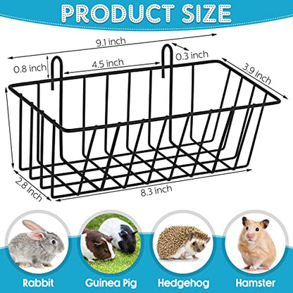 Therwen 4 Pcs Rabbit Hay Feeder Guinea Pig Heavy Duty Metal Frame Hay Rack with Hooks Cage Hanging Holder for Bunny Chinchilla Small Animals Accessories(9.1 x 3.9 x 3 Inches) - size: 9.1 x 3.9 x 3 Inches