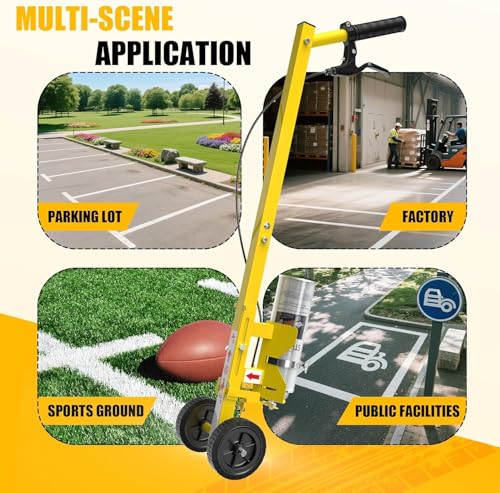 Striping Line Painting Wand, Industrial Two-Wheel Striping Spray Paint Wand for Line Paint Stripe Ground, Compatible with Inverted Striping Paint, Yellow(T-Tip Nozzle)