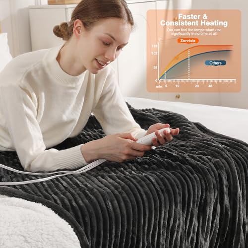 Heated Throw Blanket Electric Throw Blanket Heating Blanket Throw 50''X60'' - color: Charcoal, size: Throw(50"x60")