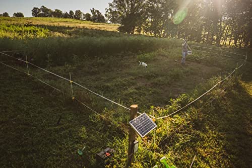 Hooyman Hot Zone Garden and Food Plot Electric Fence, Solar Powered Deer Exclosure with Solar Panel System, Fiberglass Posts, Post Insulators, and In-Line Tensioners for Food Plot or Garden Protection - style: Poly Rope