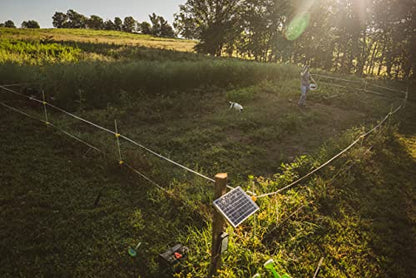 Hooyman Hot Zone Garden and Food Plot Electric Fence, Solar Powered Deer Exclosure with Solar Panel System, Fiberglass Posts, Post Insulators, and In-Line Tensioners for Food Plot or Garden Protection - style: Poly Rope
