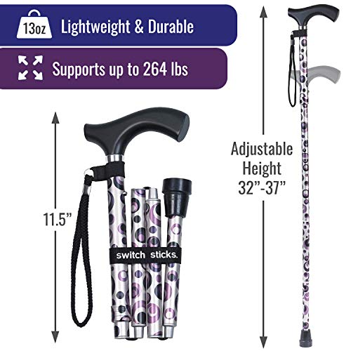Switch Sticks Folding Walking Cane For Women & Men - color: Storm
