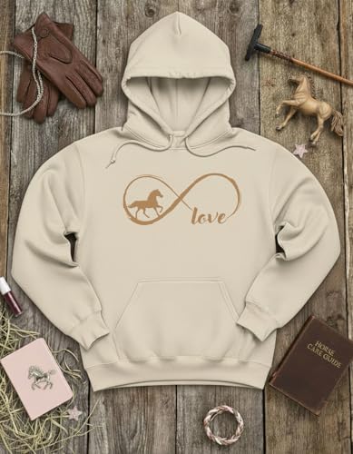 Tstars Infinity Love Horse Hoodie Women Teen Girls Equestrian Riding - color: Infinity / Cream, size: Medium