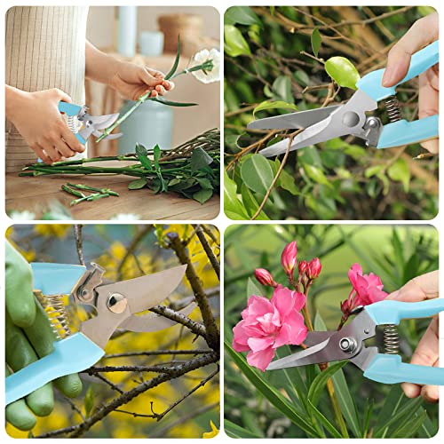 Premium Garden Shears, Pruning Scissors Gardening Tools, Pruners For Flower, Bushes, Rose And Fruit Tree, Use For Florist, Yard And Orchard the Plant Clippers, Sharp White Steel Anvil Snips - style: Blue