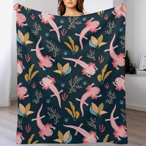 Cute Axolotl Fleece Throw Blanket for Couch Adults Teens 40" X 50" - color: Axolotl, size: 40x50 inch