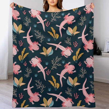 Cute Axolotl Fleece Throw Blanket for Couch Adults Teens 40" X 50" - color: Axolotl, size: 40x50 inch