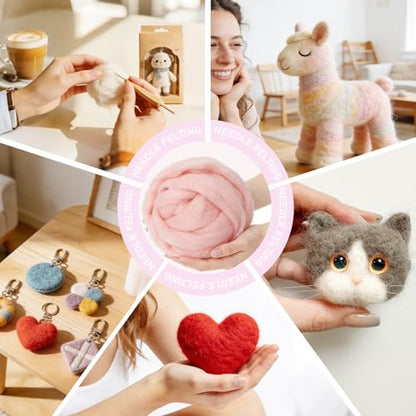 3.4oz Needle Felting Wool Light Pink for DIY Needle Craft Enthusiasts - color: Light Pink