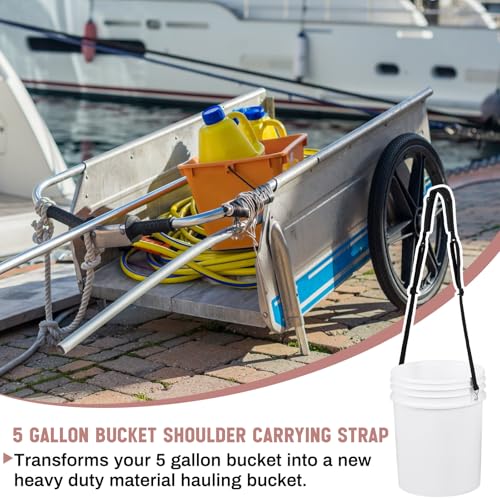 2 Pcs 5 Gallon Bucket Shoulder Carrying Straps, Adjustable Sling Bucket Holders, Multifunctional 5 Gallon Pail Accessories, Length Extension Replacement for Wire Handle