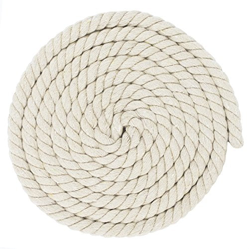 Super Soft 3 Strand Twisted Cotton Rope (Natural, 1/2 Inch x 10 Feet) - color: White, size: 10 Feet X 1/2 Inch