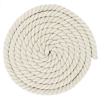 Super Soft 3 Strand Twisted Cotton Rope (Natural, 1/2 Inch x 10 Feet) - color: White, size: 10 Feet X 1/2 Inch