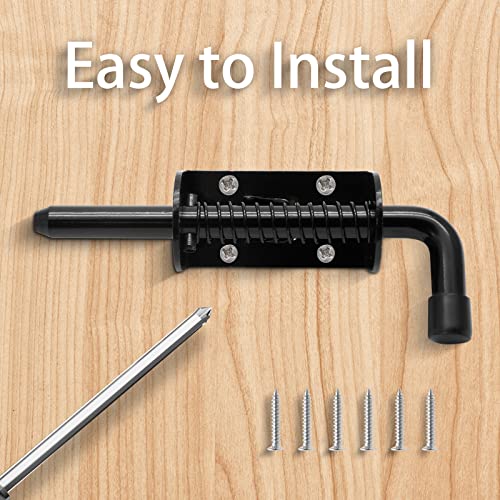 5 Inch Spring Loaded Gate Latch Pin, 2pcs Barrel Bolt Spring Latch | Black, Heavy Duty, Steel Door Lock Latch, for Cabinet, Shed, Trailer, Equipment - color: Black