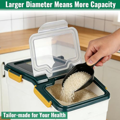 2 Pack Rice Container 50 lbs Large Bulk Flour Sugar StorageHoldhouse Plastic Grain Cereal Dry Goods Bin with Spoon and Measuring Cupfor Kitchen Pantry Organization - Blue - color: Blue