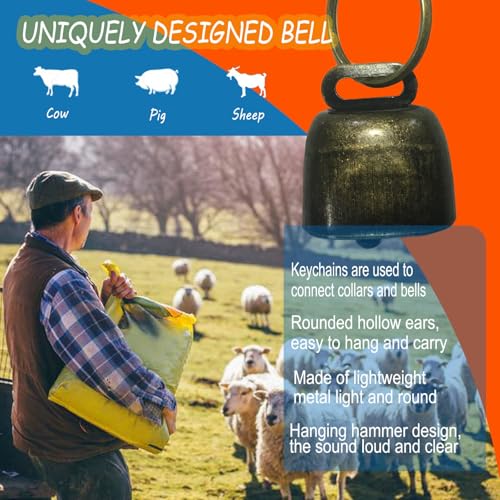 5 Pack Reflective Goat Collars with Grazing Copper Bells and Adjustable Nylon Collar with Anti-Lost Loud Bronze Bell for Farm Animal Goat Sheep Horse Cow(Size:M Neck:14-20") - size: M-Medium(Neck 14-20")