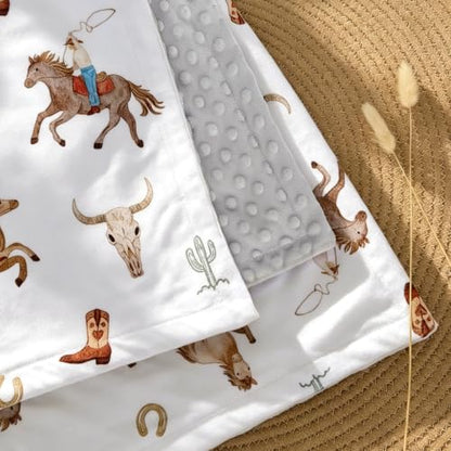HOMRITAR Cowboy Baby Blanket for Boys Double Layer Dotted Backing - color: Cowboy, size: 30 x 40 Inch (Pack of 1)