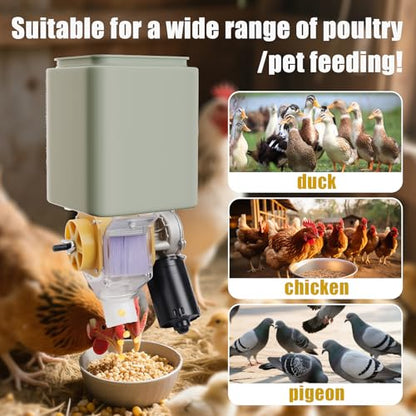 Automatic Poultry Feeder，16 Groups Automatic Chicken Feeder，Timed Feeder for Chickens, Ducks, Geese, Pigeons, Dogs, Fish, Cat