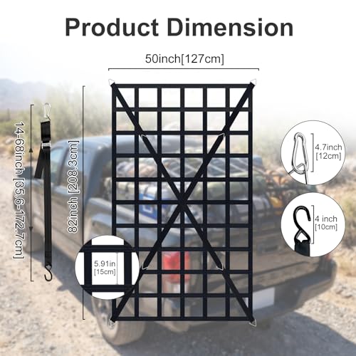 Cargo Net for Pickup Truck Bed, Heavy Duty 1300 lbs Capacity - size: 82" x 50"