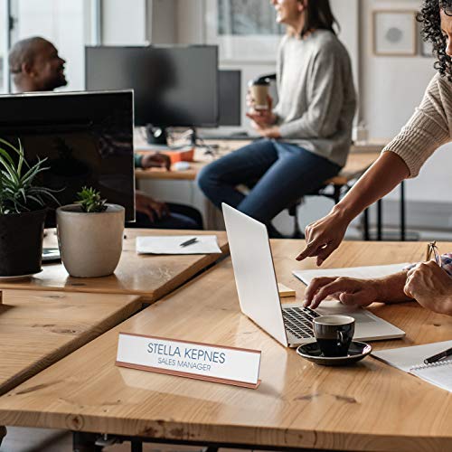 Providence Engraving Custom Engraved Name Plate with Aluminum Holder | Acrylic Name Plate for Desks & Walls, 2 Lines of Text, 12 Colors, 9 Fonts, 6 Holder Styles, 2" x 8" - size: 2" x 8"