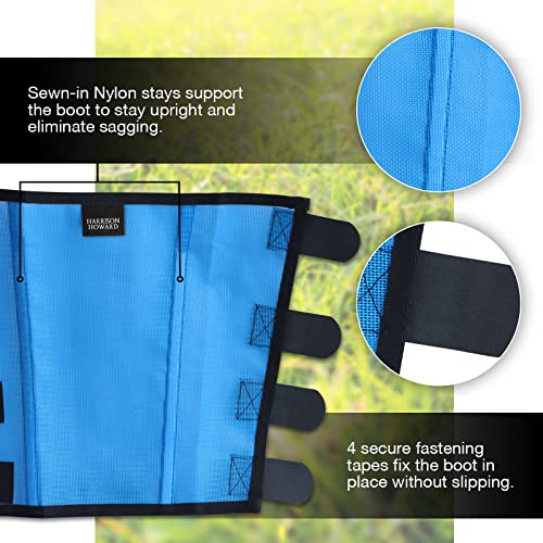 Harrison Howard Loose Fitting Fly Boots UV-Protective Extra Tough Mesh Ventilated Four Fasteners Stay-on Design Protect Horse Legs & Stomp-Reducing Set of 4 Sky Blue Mini - color: Sky Blue, size: Mini