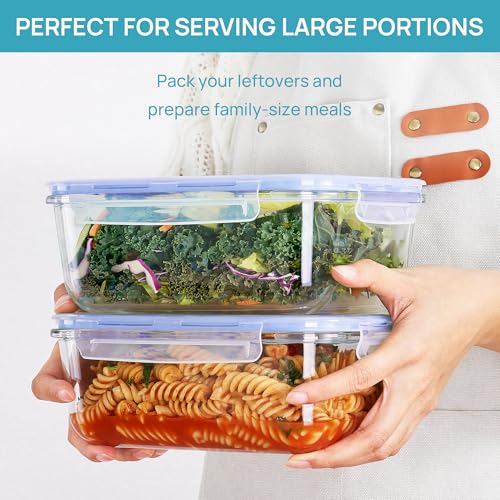 Vtopmart 2Pack 1860ml/63oz Large Glass Storage Containers With Lids, Blue - color: Blue, size: 63oz