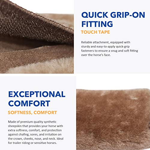Harrison Howard Horse Halter Fleece Cover Set – Full Coverage Anti-Rub Halter Covers for Horses, Noseband, Chin & Crown Protection, 9-Piece Padding Set Brown - color: Brown