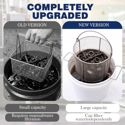 2 Pcs 1/4″ Mesh 5 Gallon Dip and Drain Stainless Steel Part Cleaning Strainer Basket for Buckets, Swing Handle, for Mechanics Auto Parts Washing Garage Shop Home Workshop, Bucket Not Included - size: 5 Gallon,1/4″